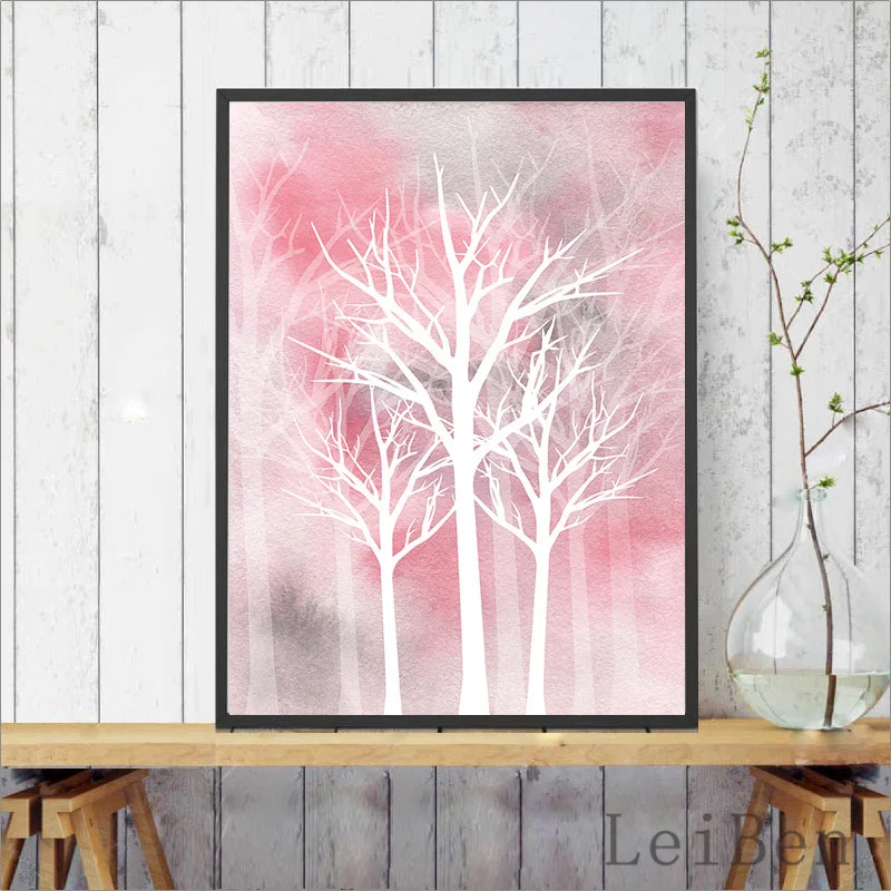 Настенный плакат в скандинавском стиле рисунок с розовыми Пастельными свежими