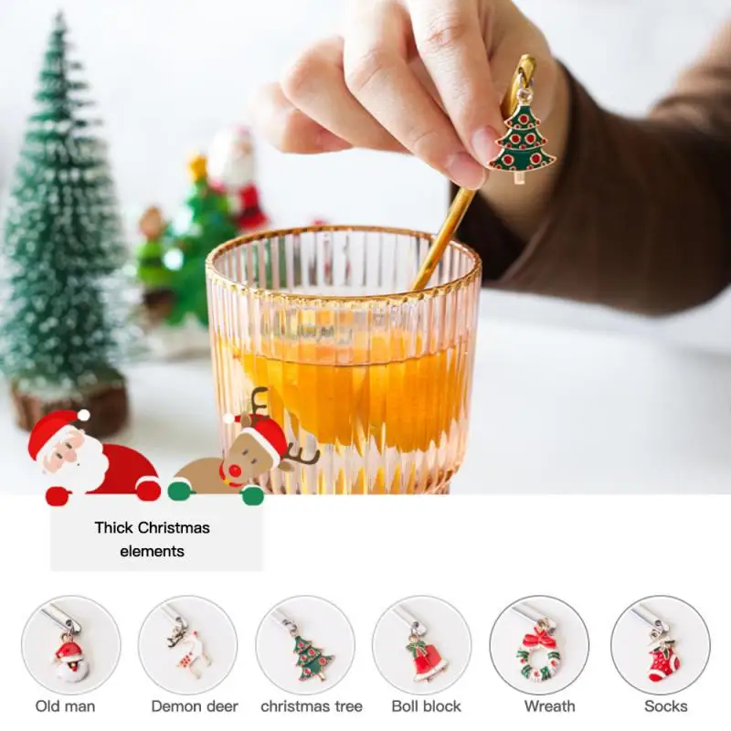 

1Pc Christmas Ornaments Metal Spoons Coffee Dessert Snacks Teaspoon Creative Cute Exquisite Christmas Coffee Scoops Dropshipping