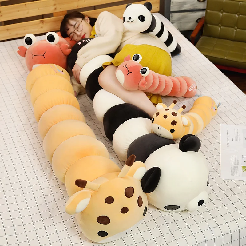 

70-130cm Plush panda Deer Long Shape Pillow Cute Animal Toy Long Size Sleep Pillow Cushion