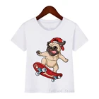 Забавная футболка для девочек и мальчиков, крутая футболка с принтом мопса, роликов, животных, кавайная детская одежда, футболка для любителей собак и мальчиков