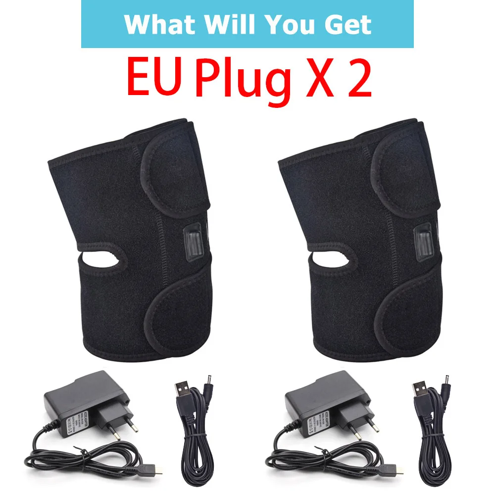 EU Plug 2pc AGDOAD артрит Поддержка коленного сустава инфракрасная нагревательная Терапия Наколенники для снятия боли в коленном суставах восстановление колена Прямая поставка - Цвет: EU Plug 2pc