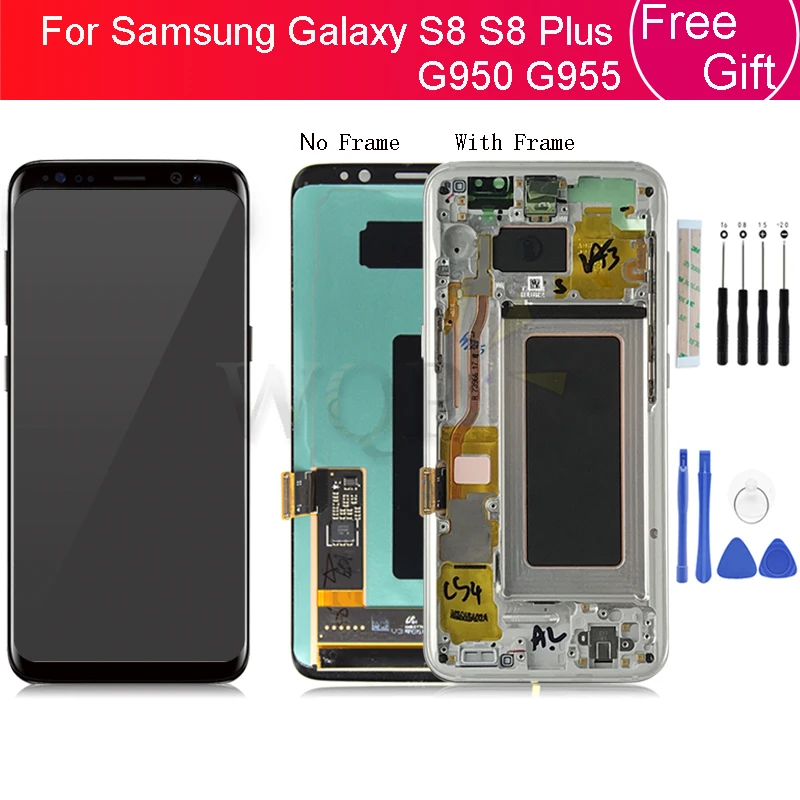 Для samsung Galaxy S8 S8 Plus G950 G955 ЖК-дисплей с рамкой дисплей кодирующий преобразователь сенсорного экрана в сборе запасные части для ремонта