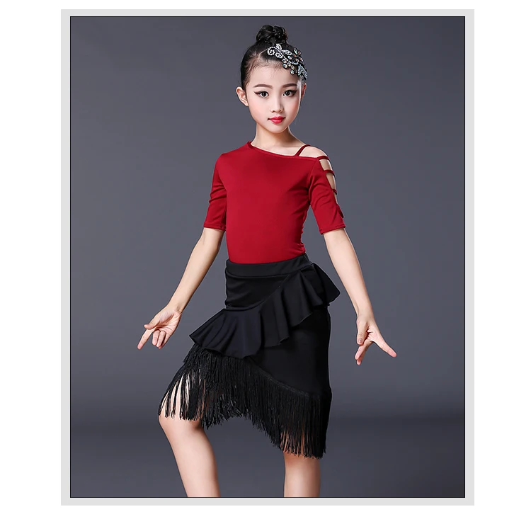 Комплект из 2 предметов черное красное платье для латиноамериканских танцев