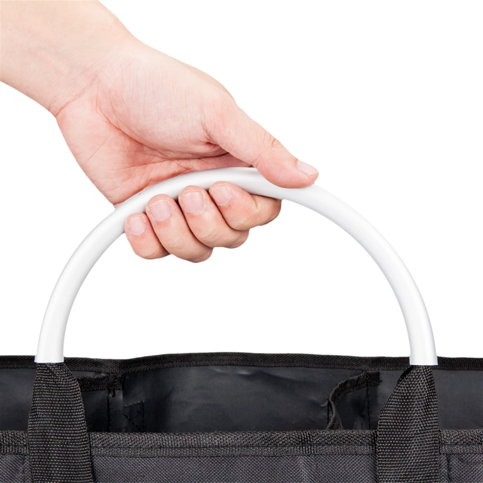 

Dirty Clothes Storage Basket Three Grid Organizer Basket Collapsible Large Laundry Hamper Waterproof Home Laundry Basket Black