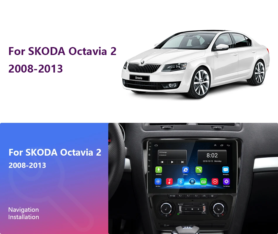 10," 2Din Android 8,1 для 2007- Volkswagen SKODA Octavia 2 A5 автомобильный Радио Мультимедиа Видео плеер Hi-Fi навигация головное устройство