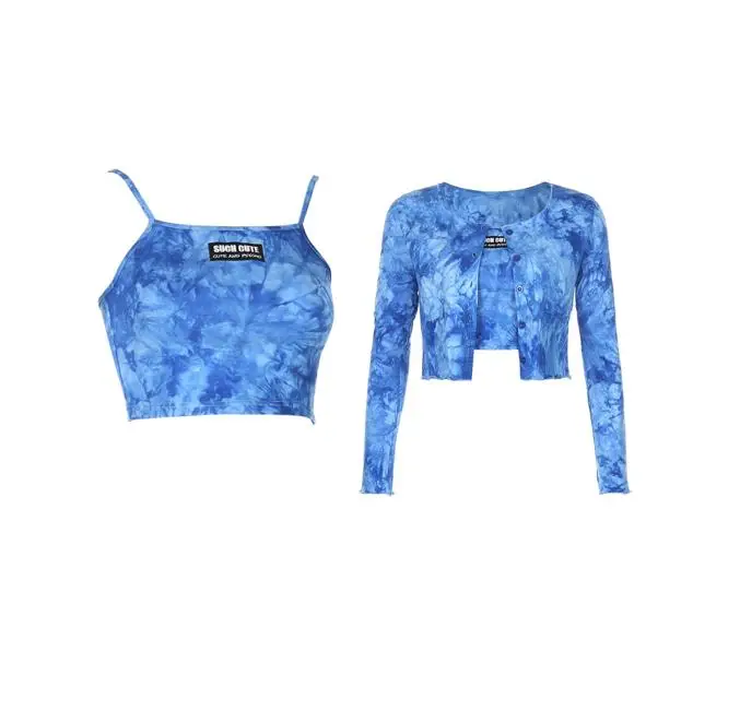 HIRIGIN Новая модная женская рубашка с принтом в виде галстука-красителя короткий