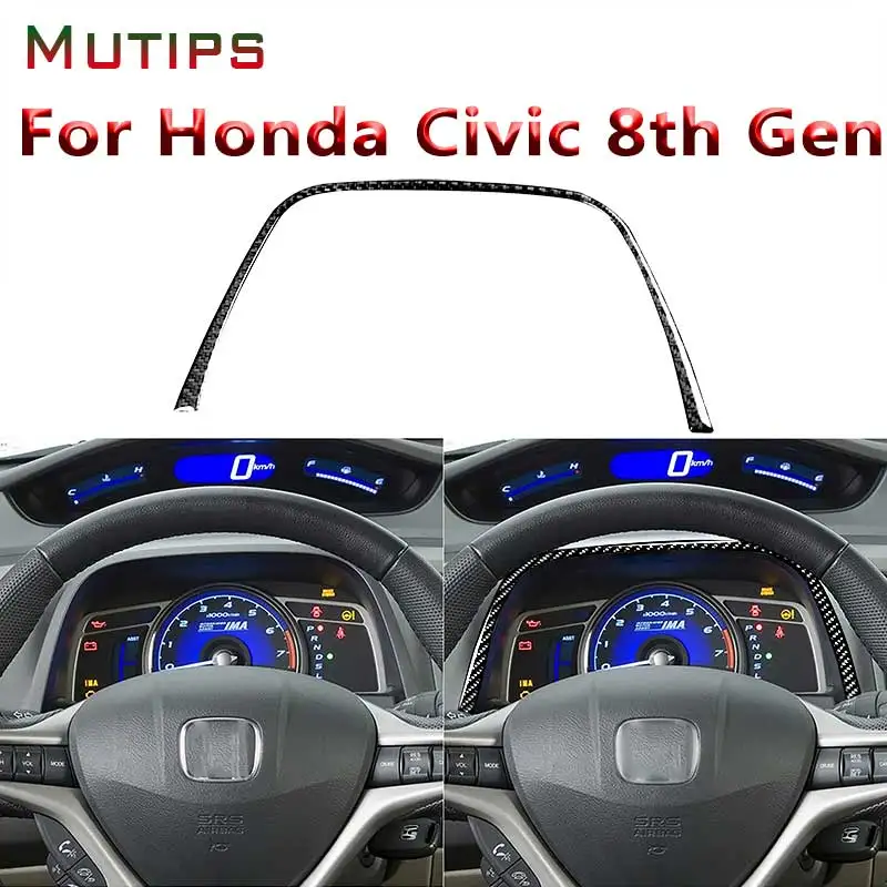 

Mutips Car Speedometer Panel Trim Frame Cover Carbon Fiber Sticker Interior Mouldings LHD RHD For Honda Civic 8th Gen 2006-2011