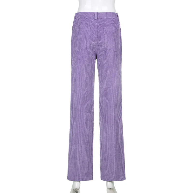 

2020 Corduroy Pants Harem Pants Autumn Winter Women Pants Elastic Waist Casual Purple Trousers Women Y2k Joggers