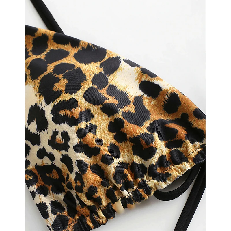 

Triangle Leopard Bikini Sexy Swimsuits Women 2021 Summer 2 Pieces Swimwear Push Up Swimming Suit For Women String Bikini Beach