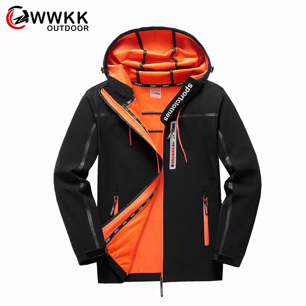 WWKK флисовая куртка мужская водонепроницаемая тёплая флисовая ветрозащитная верхняя куртка с капюшоном для походов Лыжная походная одежда с капюшоном