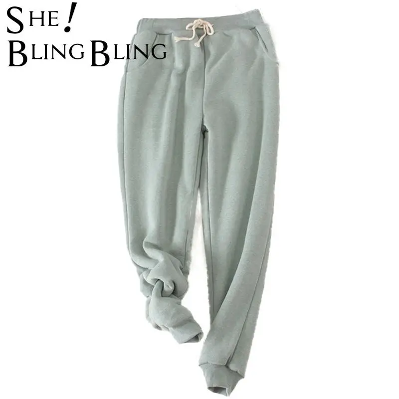 SheBlingBling размера плюс спортивные брюки 2021 весна зима толстые флисовые