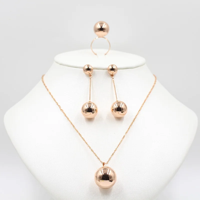 Комплект из колье серёг и кольца розового золота | Украшения аксессуары