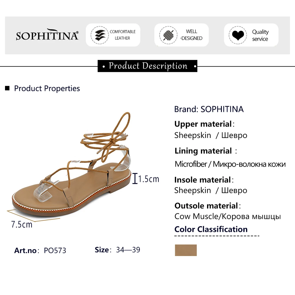 SOPHITINA Sexy Sandals Women Round Toe Fashion Narrow Band Cross-Strap Thick Bottom Roman New Casual Shoes PO573 | Обувь