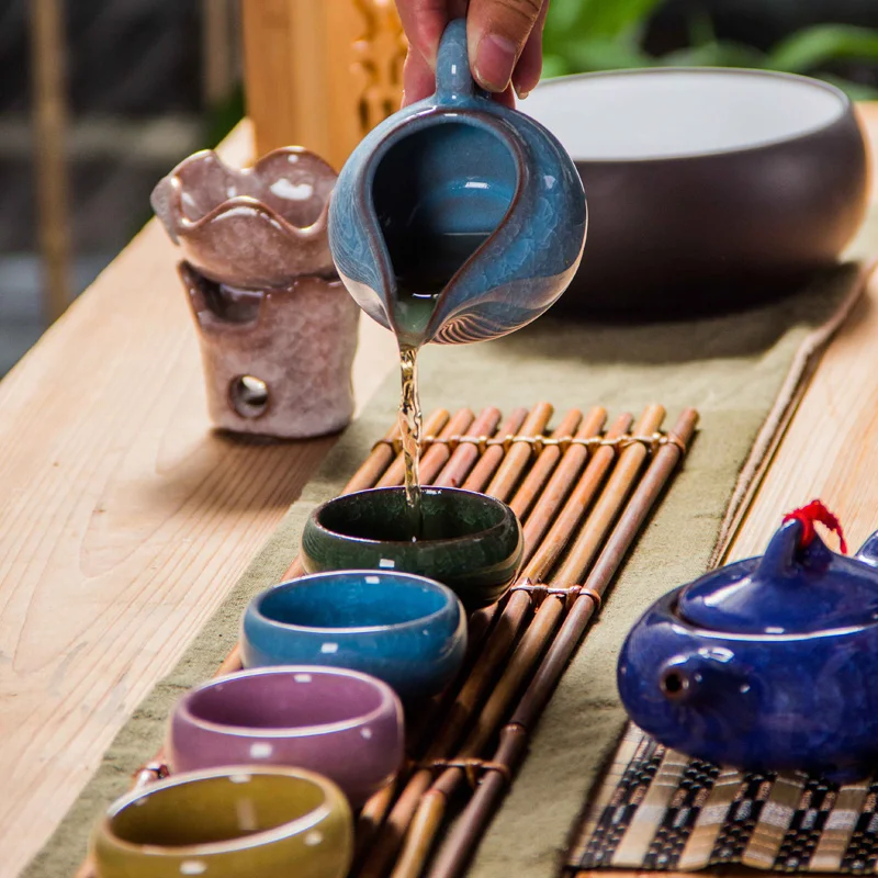 

Jusen 11cm*6cm Colorful Ice Cracked Glaze Porcelain Tea Infuser Gongdaobei Kung Fu Teaware Accessories Ceramic Tea Utensils
