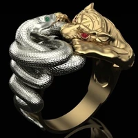 secret boys creative gifts snake panther battle punk ring mens hip hop stainless steel party jewelry