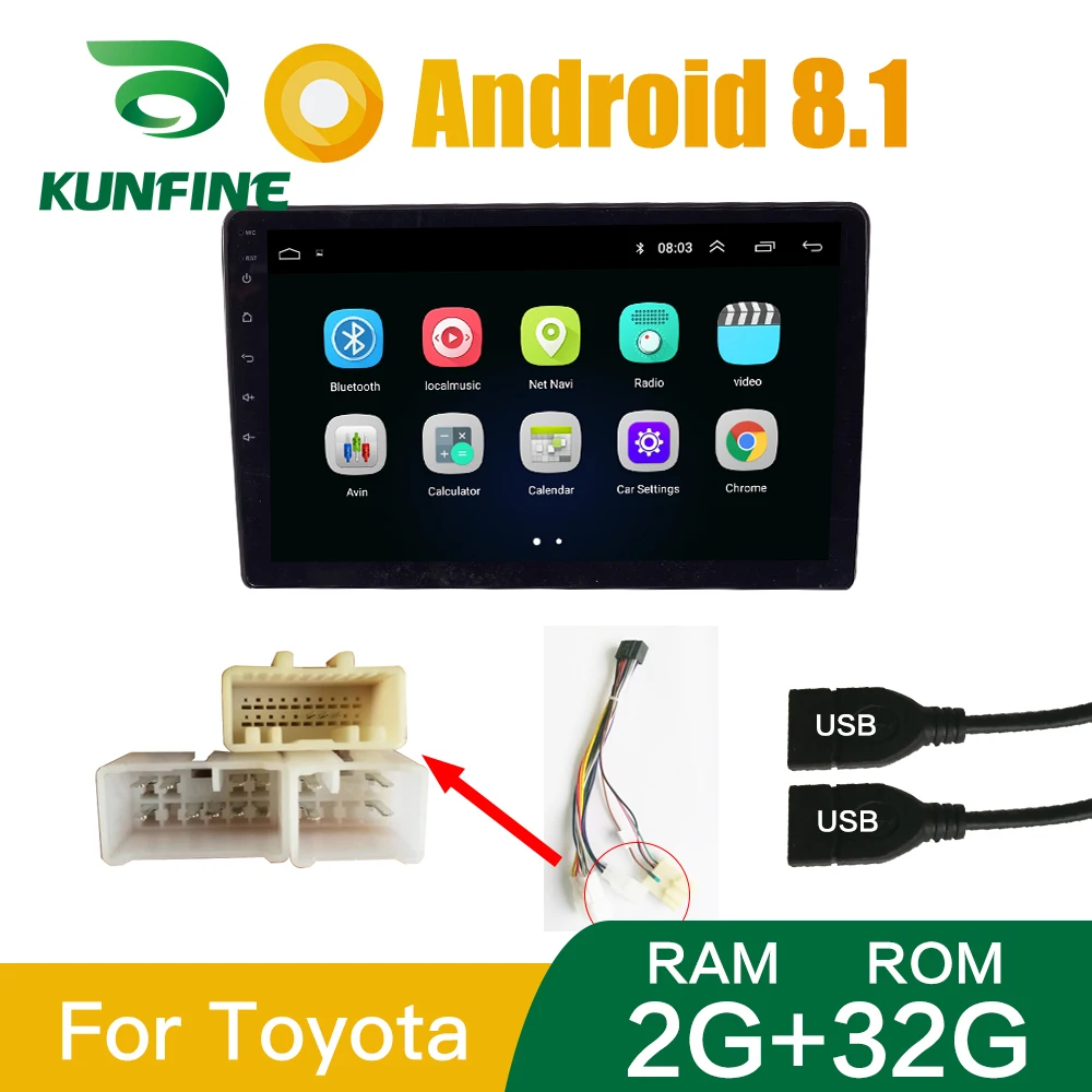 2G 32G Toyota Cable 9 дюймов 2 Гб ОЗУ 32 Гб ПЗУ Android 8,1 автомобильный Радио Мультимедиа Видео плеер Универсальный Авто Стерео gps Bluetooth рулевое колесо управление - Цвет: 2G 32G Toyota Cable