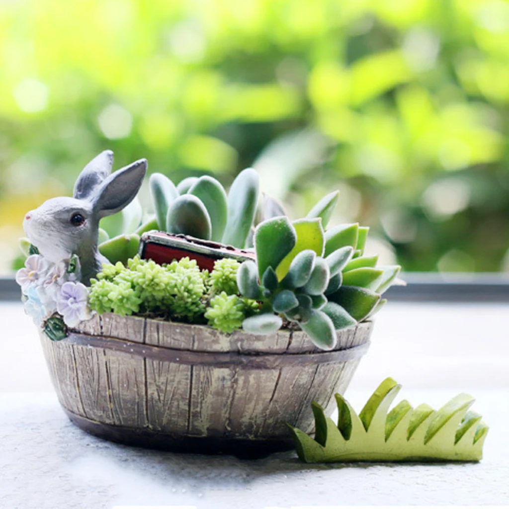 Декоративные Кролик смолы цветок кактуса травы Sedum горшок для суккулентов ящик