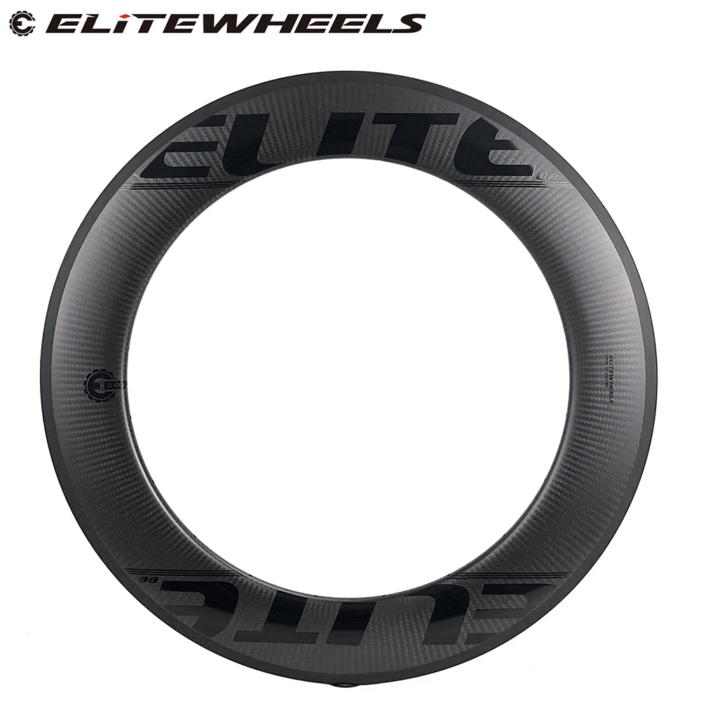 

ELITEWHEELS 700c Aero Carbon Rims 88mm Tubeless Clincher Tubular 3K Twill Finish Basalt Brake Surface 25mm Width Bicycle Wheels