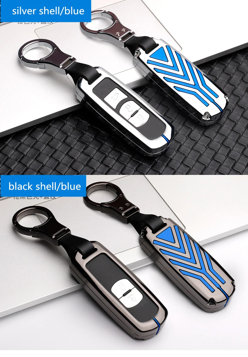 Чехол для ключей из цинкового сплава, чехол для ключей CarKey, набор для Mazda 2 3 6 Axela Atenza CX-5 CX5 CX-7 CX-9, кнопки Smart 2/3