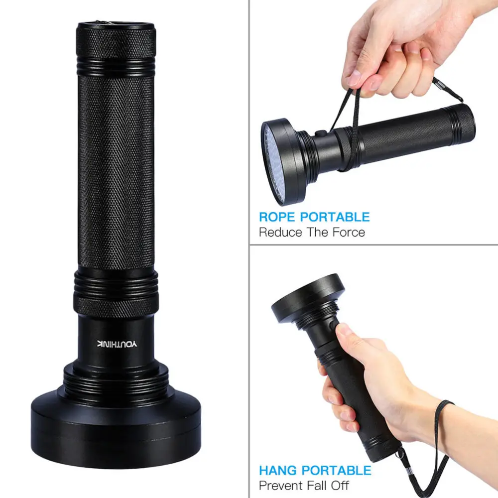 

Practical 100-LEDs Flashlight Durable Detection Torch Light with Protective Glasses without Battery