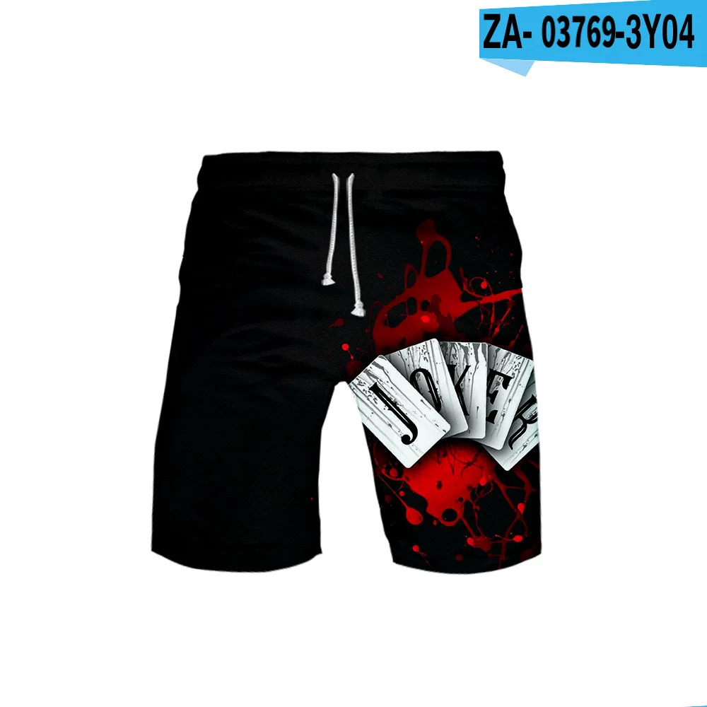 Шорты мужские пляжные с 3D-принтом черепа и покера свободные быстросохнущие
