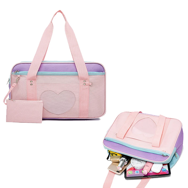 

Luxury Women Shoulder Pack Large-Capacity Waterproof Oxford Cloth Travel Organizer Love Transparent Leisure Luggage Bag Coin Bag