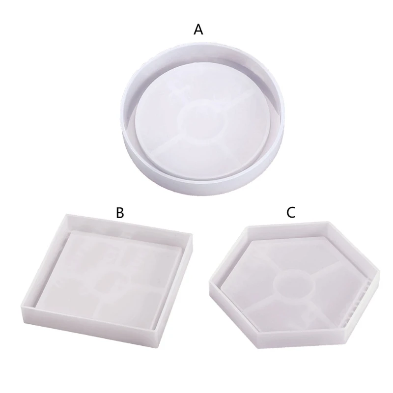 

Coaster Silicone Mould Epoxy Casting Mold Round Square Hexagon Coaster Resin Casting Mold Tea Mat Concrete Cement Molds