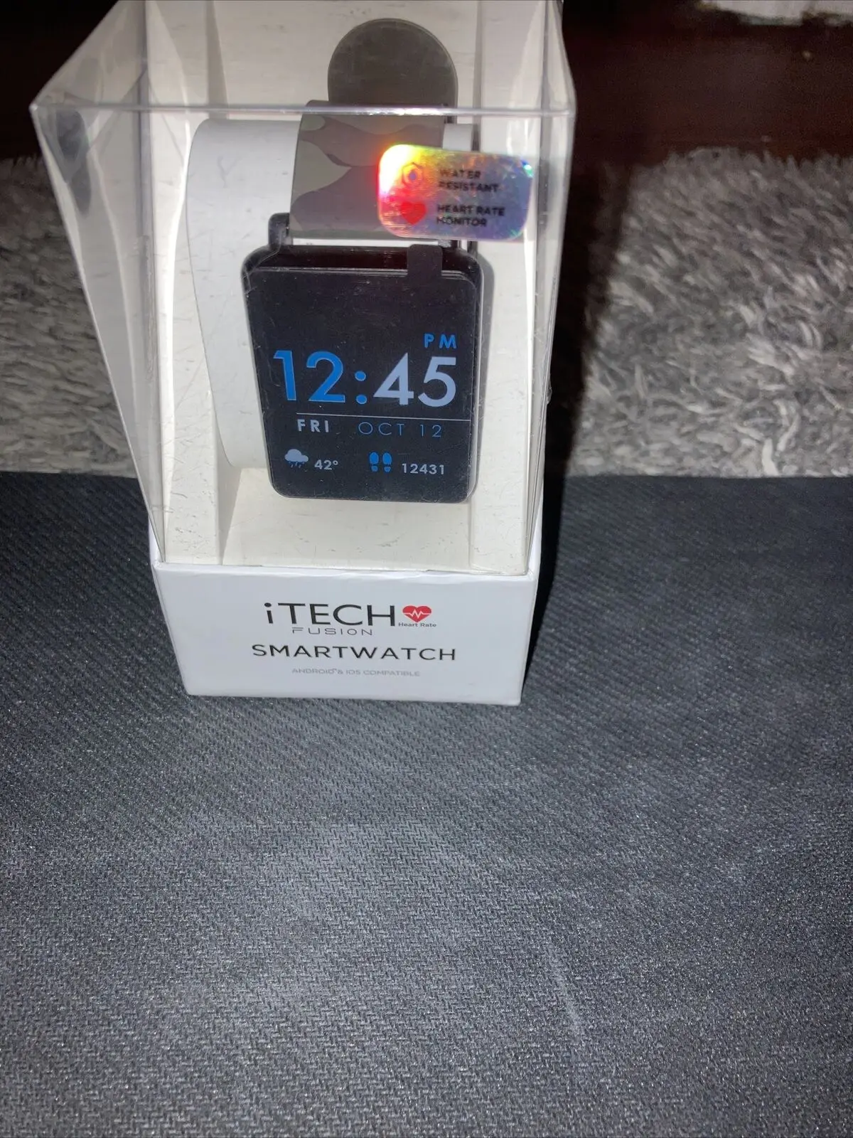 

ITech Fusion серый Камуфляжный ремешок квадратные умные часы черный перфорированный ремешок-Новинка