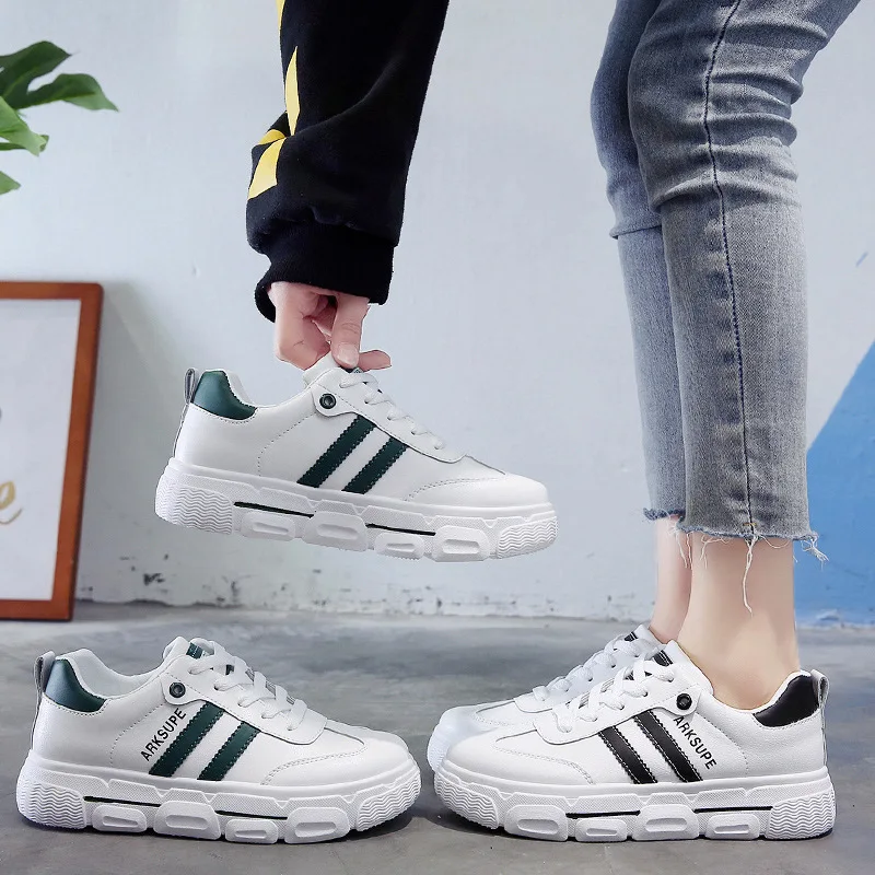 

2020 Women Stripe Sneakers Fashion Shoes White Platform Tenis Feminino Casual Woman Comfortable Femme Zapatos De Mujer NVX180
