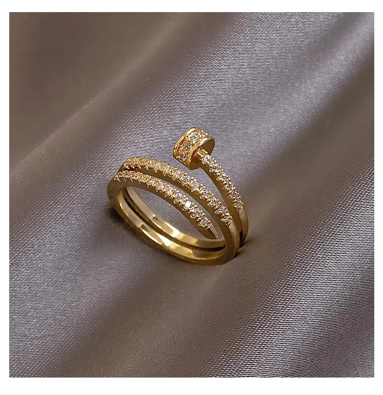 קוריאה חדש תכשיטים מהודר 14k זהב אמיתי מצופה Aaa זירקון טבעת אלגנטי נשים של פתיחת מתכווננת חתונה מתנה