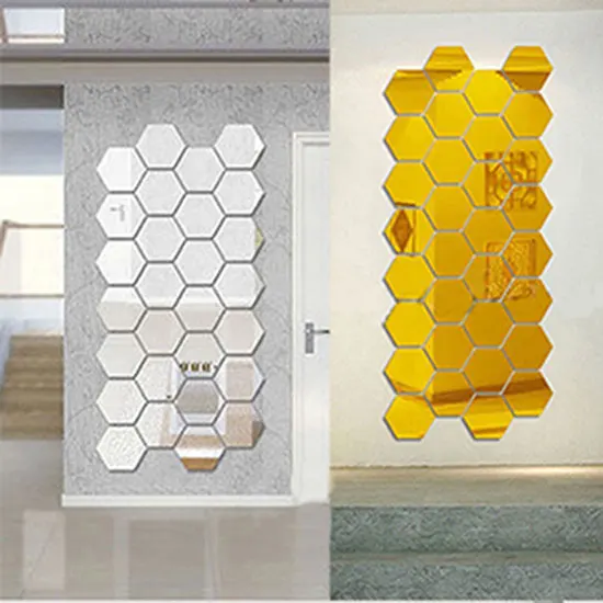 10 шт. 3D зеркальные наклейки на стену шестиугольная форма винил съемная Наклейка