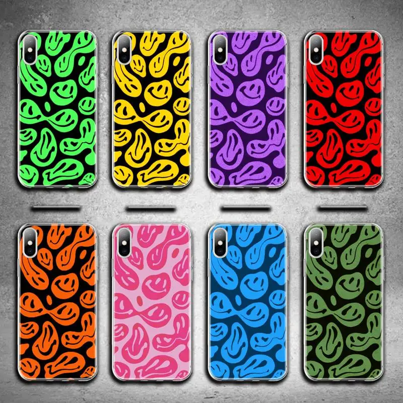 

Fashion Colorful Trippy Smiley Face Phone Case For iphone 13 12 11 Pro Max Mini XS Max 8 7 Plus X SE 2020 XR Silicone Soft cover