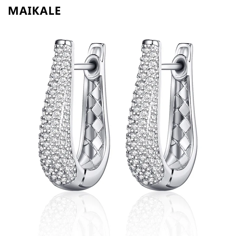 

MAIKALE Gold Silver Color Long Earrings Fashion Jewelry Korean Earrings For Women AAA Cubic Zirconia Stud Earrings Accessories