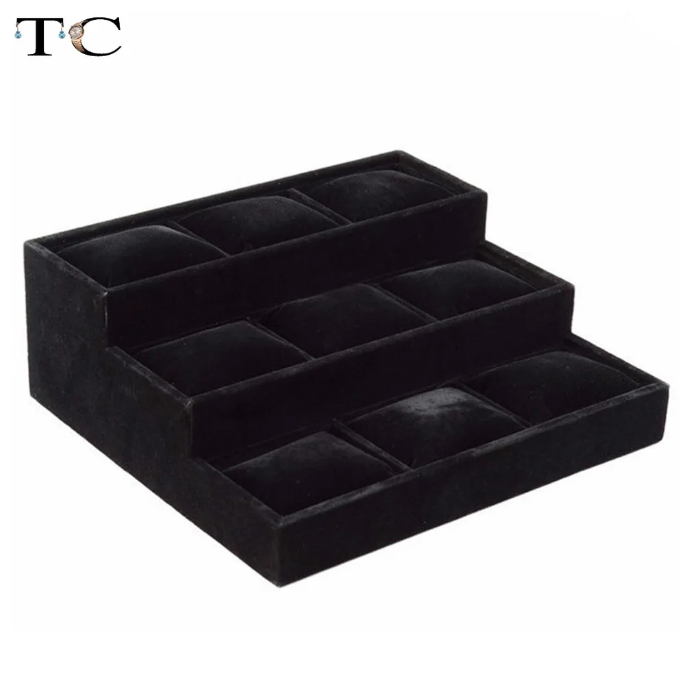 Бархатный 3-слойный браслет держатель для ювелирных изделий с 9 ячейками мягкая