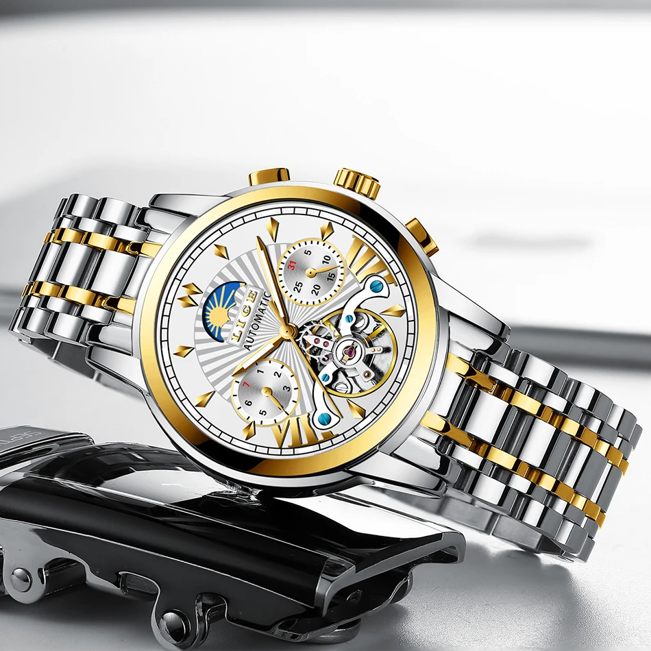 Новинка LIGE мужские s часы Топ люксовый бренд мода Tourbillon автоматические механические часы мужские водонепроницаемые часы со скелетом Montre Homme