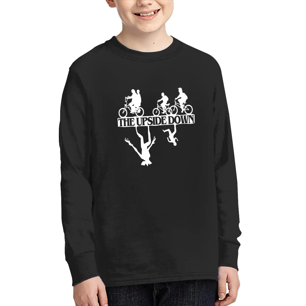 

Stranger Things Bikes Teenagers Long Sleeve Round Neck T Shirts Basic Tee Tops Casual Striped Slim Fit T-Shirts Floral Print