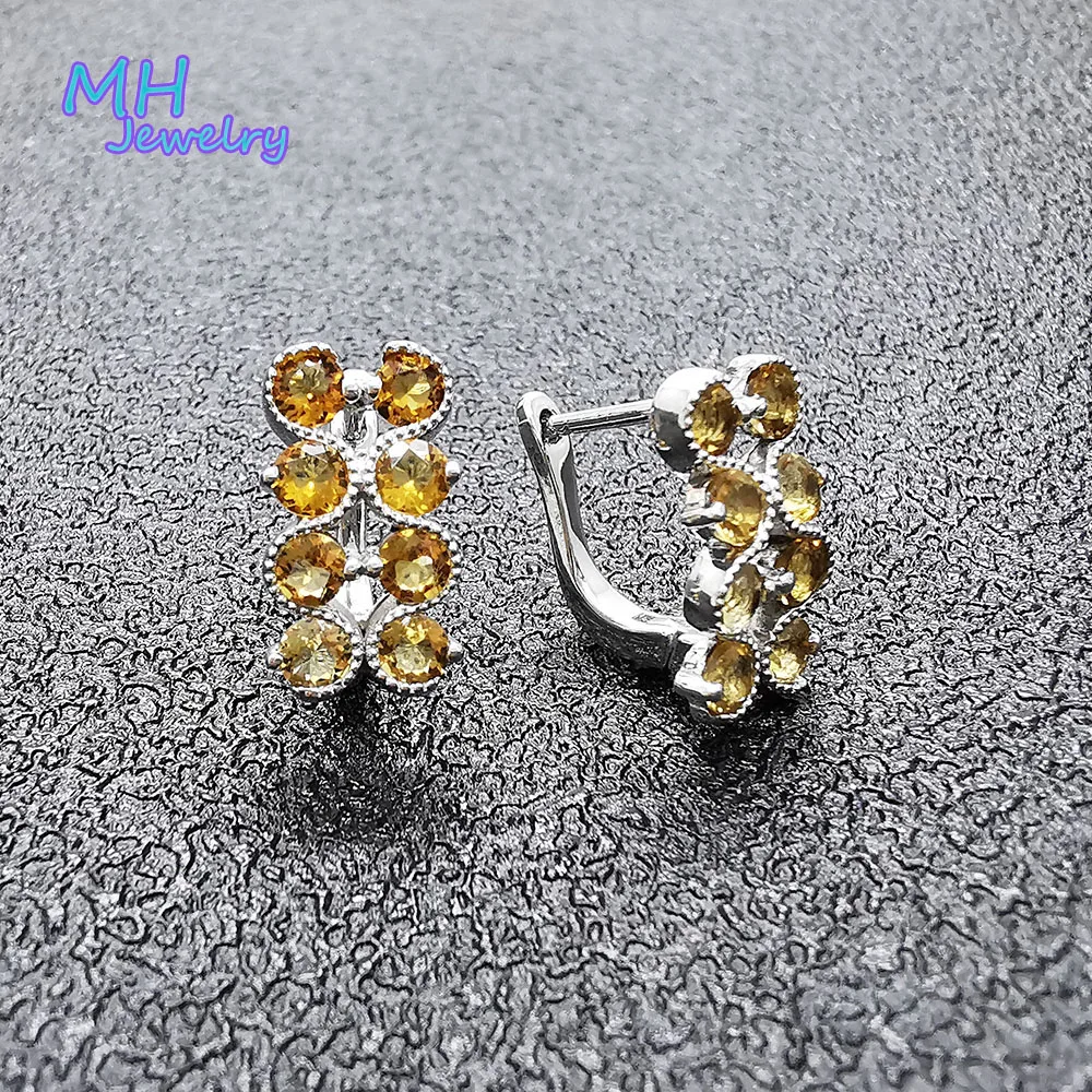 MH натуральный цитрин камень модные серьги 925 стерлингового серебра ювелирные украшения подарок вечерние