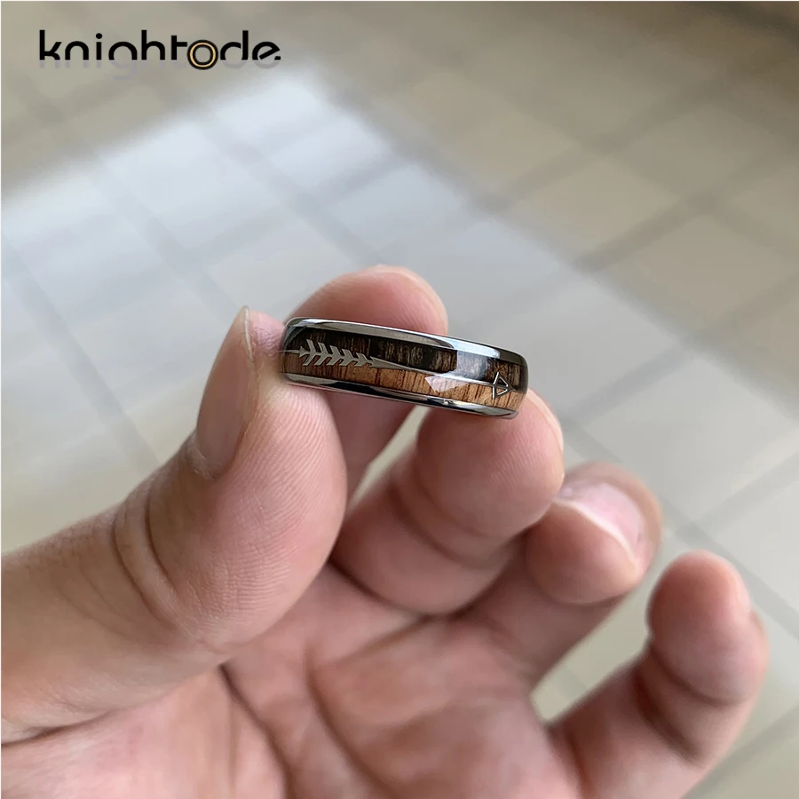 Кольцо из карбида вольфрама диаметром 6 мм инкрустация дерева Koa для мужчин