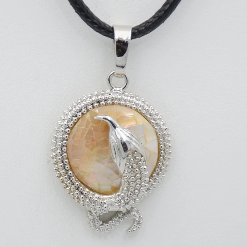 Милые подвески и ожерелья в виде змеи круглые натуральных серых ракушек животные