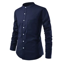active mens shirt 2021 mens small stand collar big pocket slim long sleeve shirt shirt male short sleeve luxury