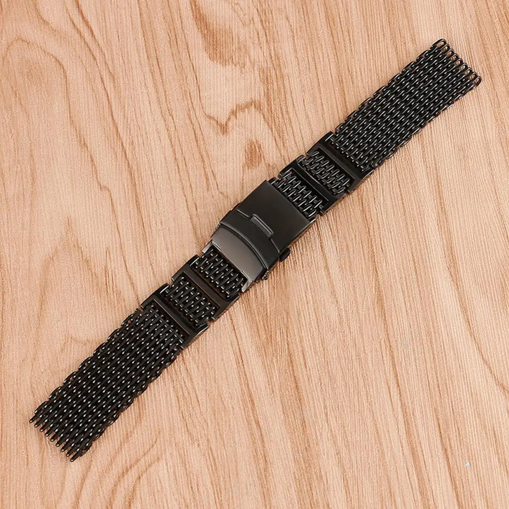 Ремешок из нержавеющей стали для наручных часов черный сетчатый Браслет со