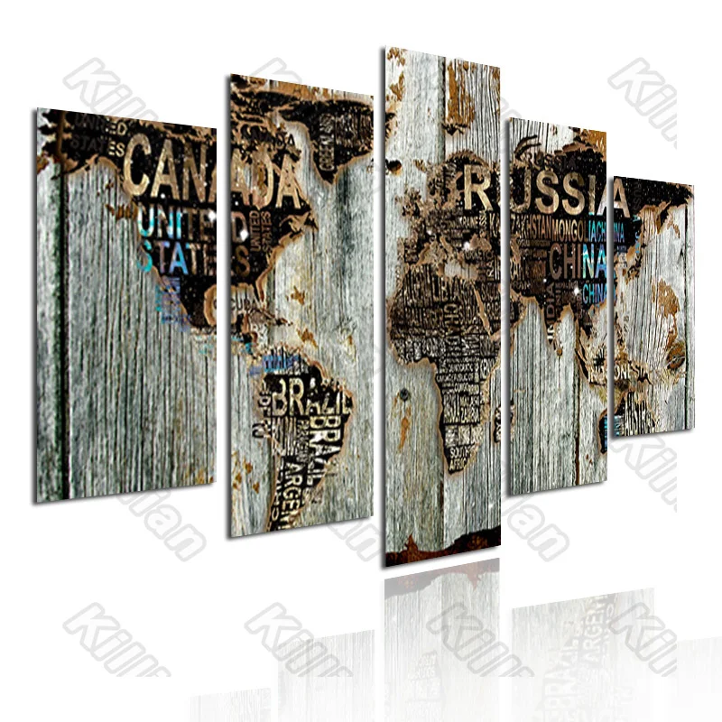 

Nostalgia Style Mural Canvas Paintings Modular Bed Home Decor Prints 5 Pieces Board Map Poster Living Room Wallpaper Fresco