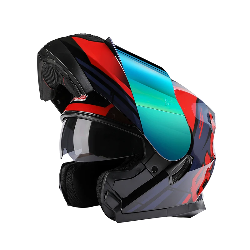 

New Dual Lens Modular Motorcycle Helmet Women Men Flip Up Casco Moto DOT Approved Full Face Crash Helmet Motorbike Motocross