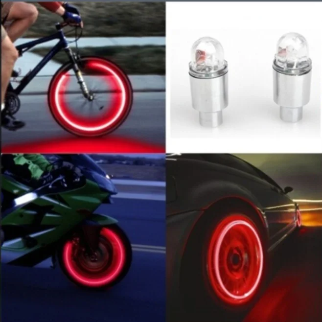 

4PCS Auto Accessories Bike Supplies Neon Blue Strobe LED Tire Valve Caps car lamp steering wheel interior light fog lamp for car