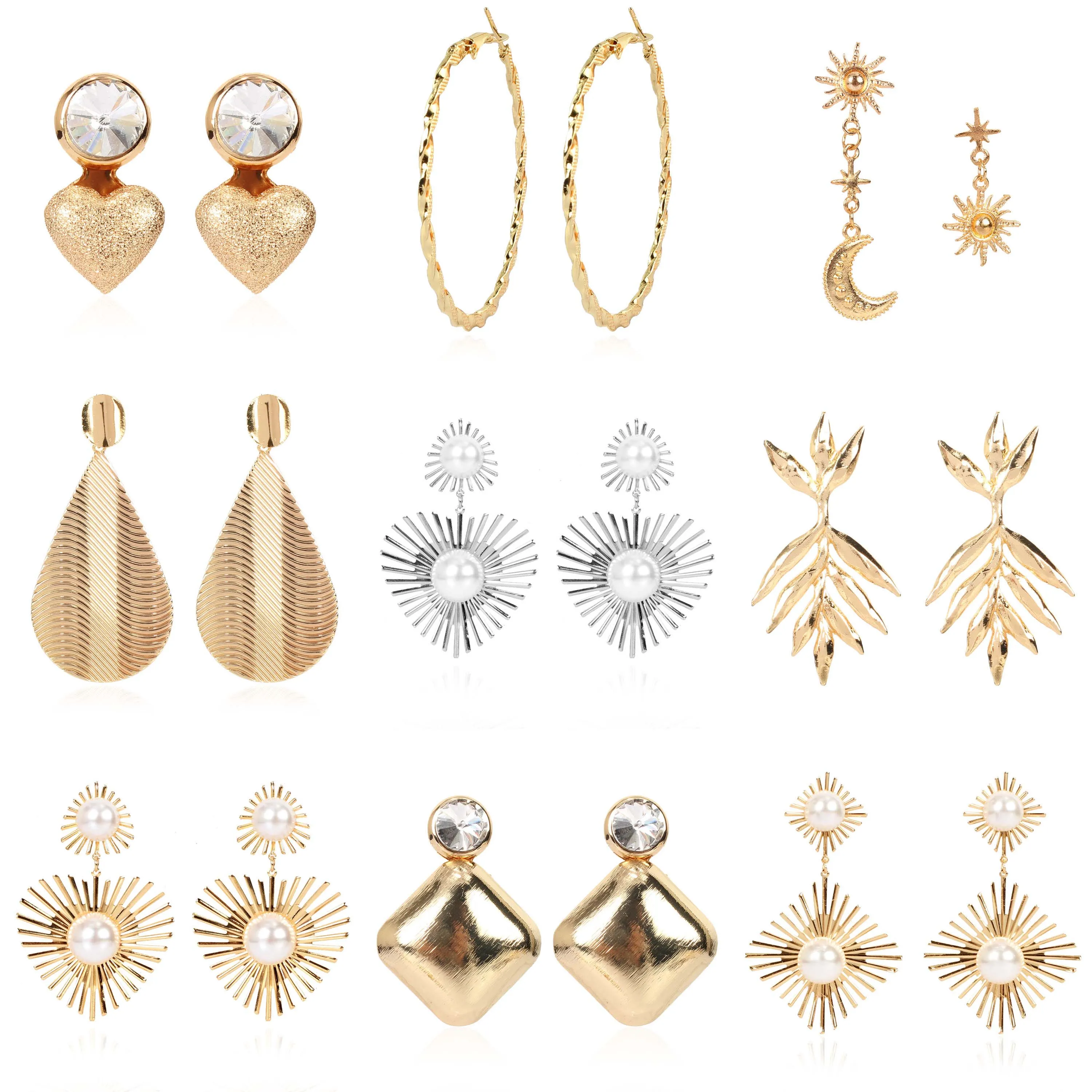 

Vintage Transparent Geometric Irregular crystal pearl statement dangle Earrings for Woman Earring wedding Jewelry pendientes