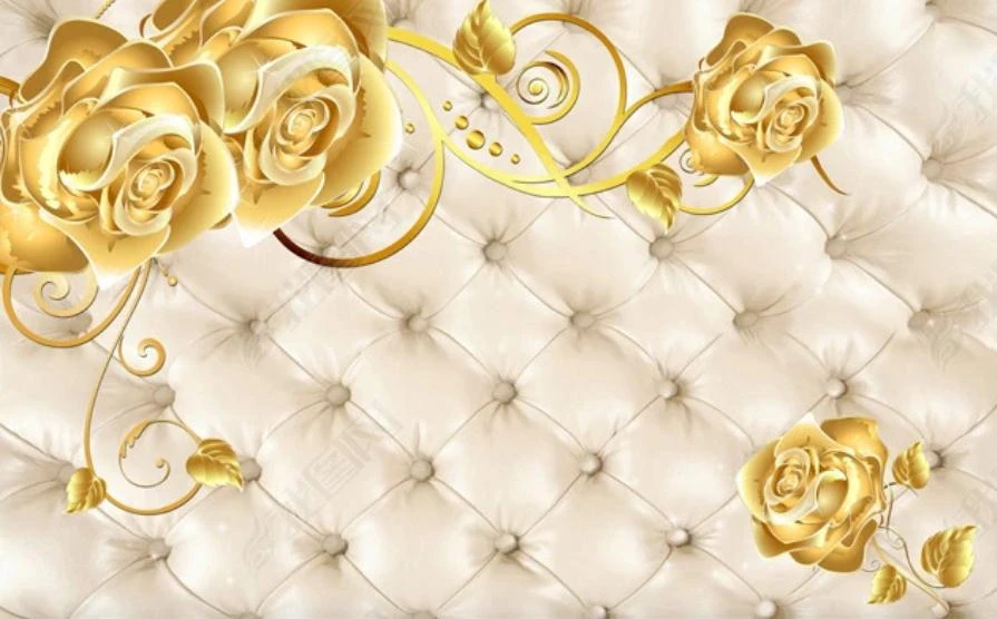 Обои с золотыми цветами мягкий пакет 3D фоновая стена 3d фрески обои для гостиной |