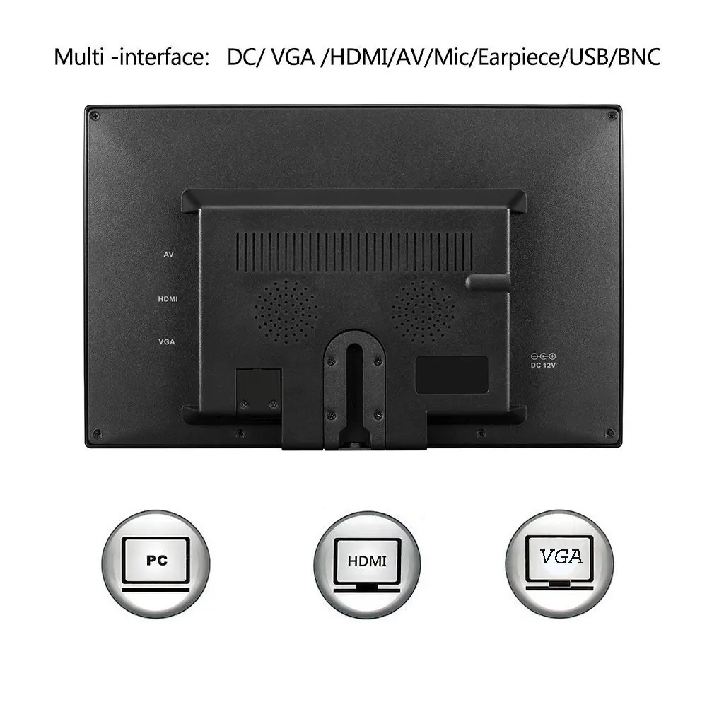 9 дюймов экран HD TFT lcd Портативный 1080x720 разрешение цветной видео монитор с VGA AV HDMI