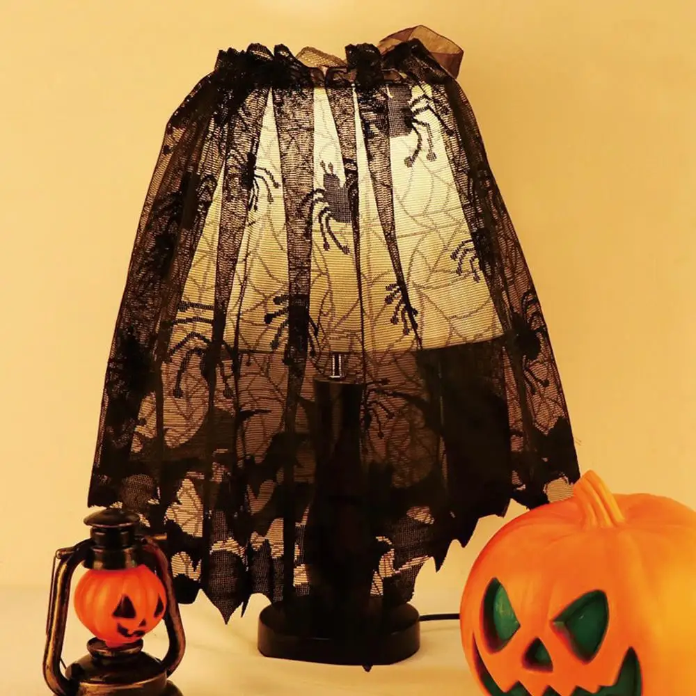 Хэллоуин абажур 20х60-дюймовый черный кружевной Паутинный украшение | Лампы и