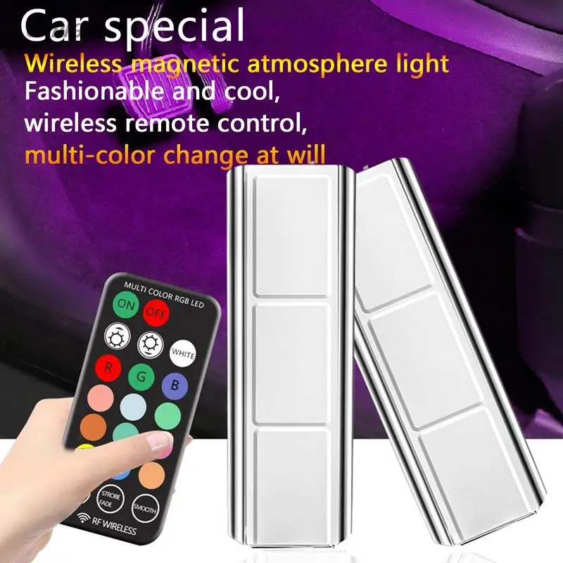 

C RGB LED Light Wireless Remote Automotive Car Decorative Lamp Auto Ambient Light Lamp Charging Foot Light Car Interior Light
