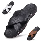 Мужские Нескользящие сандалии из натуральной кожи, размеры 39-45